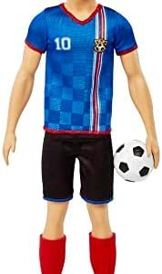 Barbie Ken Soccer Player Doll | Cropped Hair, #10 Uniform | Kids Fashion & Role Play | Includes Cleats & Ball | Perfect