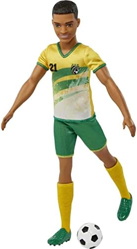 Barbie Ken Soccer Player Doll | Cropped Hair, #10 Uniform | Kids Fashion & Role Play | Includes Cleats & Ball | Perfect