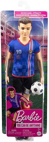 Barbie Ken Soccer Player Doll | Cropped Hair, #10 Uniform | Kids Fashion & Role Play | Includes Cleats & Ball | Perfect