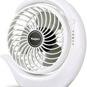 Viniper Portable Rechargeable Fan - Compact 6.2 Inch Desk Fan with 3 Speeds, 180° Rotation, Ideal for Home & Office Use,