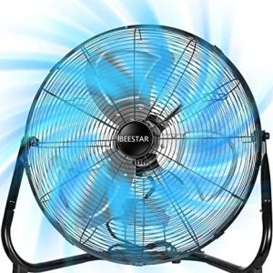 BEESTAR High Velocity 20 Inch Floor Fan, Adjustable Tilting Head, Heavy Duty Metal Industrial Design, Perfect for Shop,