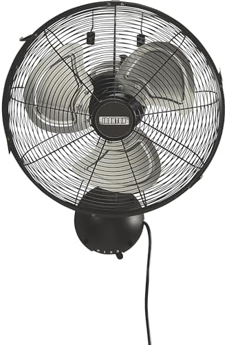 Ironton 14in. Oscillating Wall-Mount Garage Fan - High Airflow 2200 CFM - Perfect for Garages & Workshops - Space-Saving