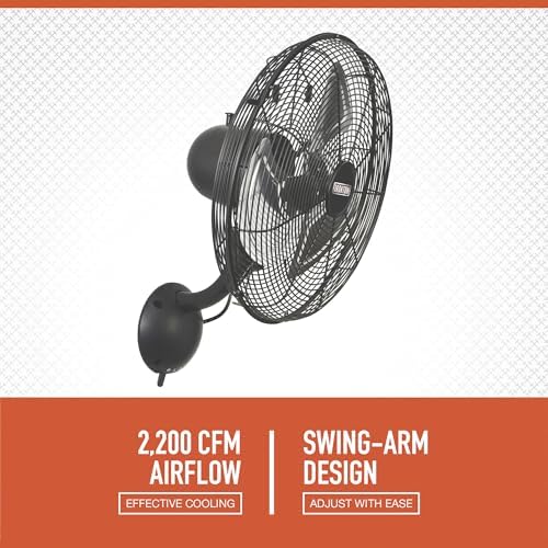 Ironton 14in. Oscillating Wall-Mount Garage Fan - High Airflow 2200 CFM - Perfect for Garages & Workshops - Space-Saving
