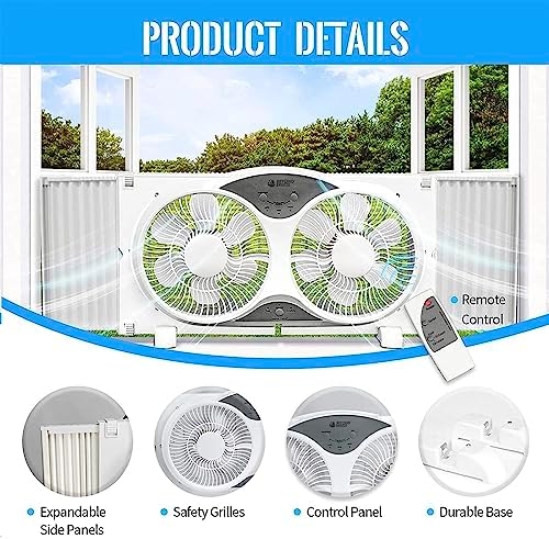 BEYOND BREEZE 9" Reversible Window Fan with Remote Control - Dual 3-Speed Modes for Bedroom & Kitchen - Adjustable 2|5"