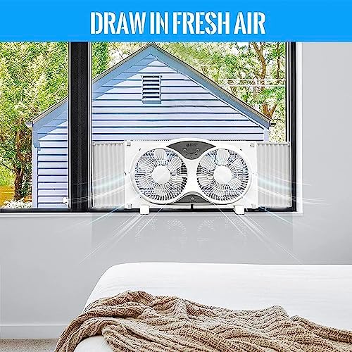 BEYOND BREEZE 9" Reversible Window Fan with Remote Control - Dual 3-Speed Modes for Bedroom & Kitchen - Adjustable 2|5"