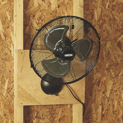 Ironton 14in. Oscillating Wall-Mount Garage Fan - High Airflow 2200 CFM - Perfect for Garages & Workshops - Space-Saving